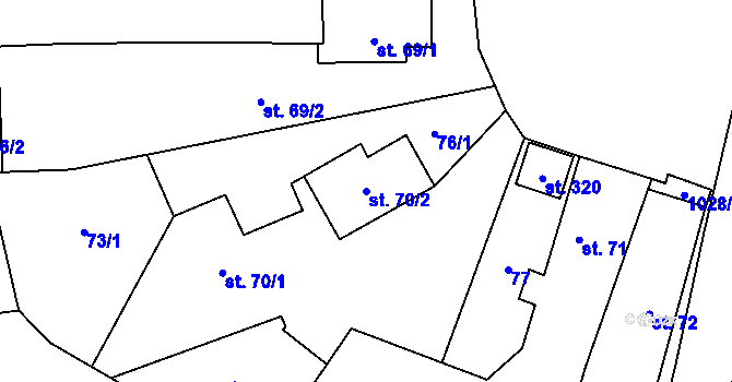 Parcela st. 70/2 v KÚ Černuc, Katastrální mapa