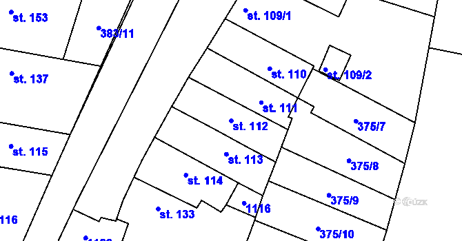 Parcela st. 112 v KÚ Černuc, Katastrální mapa