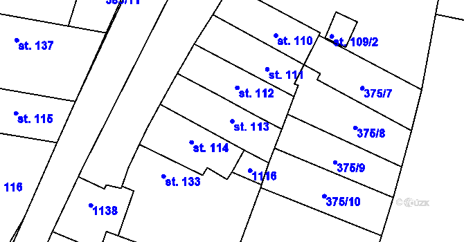 Parcela st. 113 v KÚ Černuc, Katastrální mapa