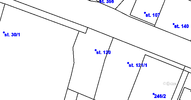 Parcela st. 120 v KÚ Černuc, Katastrální mapa