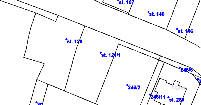 Parcela st. 121/1 v KÚ Černuc, Katastrální mapa