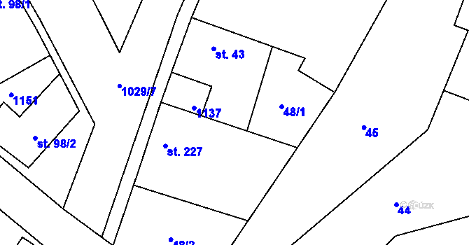 Parcela st. 122 v KÚ Černuc, Katastrální mapa