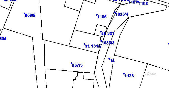 Parcela st. 131/2 v KÚ Černuc, Katastrální mapa