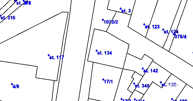 Parcela st. 134 v KÚ Černuc, Katastrální mapa