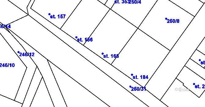 Parcela st. 165 v KÚ Černuc, Katastrální mapa