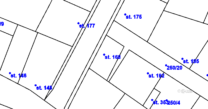 Parcela st. 168 v KÚ Černuc, Katastrální mapa