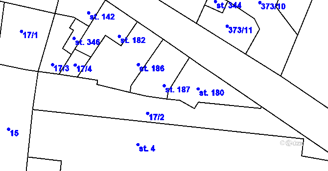 Parcela st. 187 v KÚ Černuc, Katastrální mapa