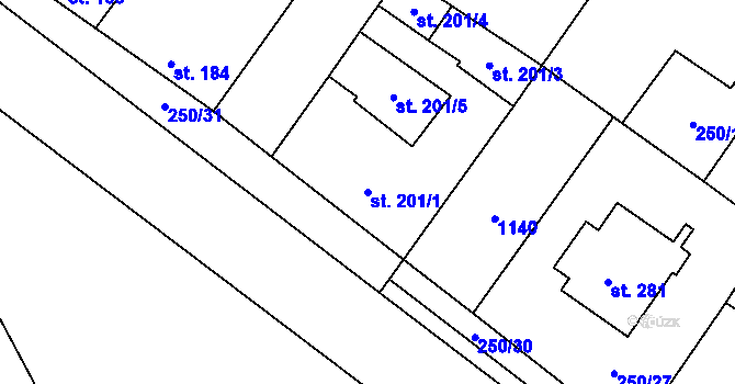 Parcela st. 201/1 v KÚ Černuc, Katastrální mapa
