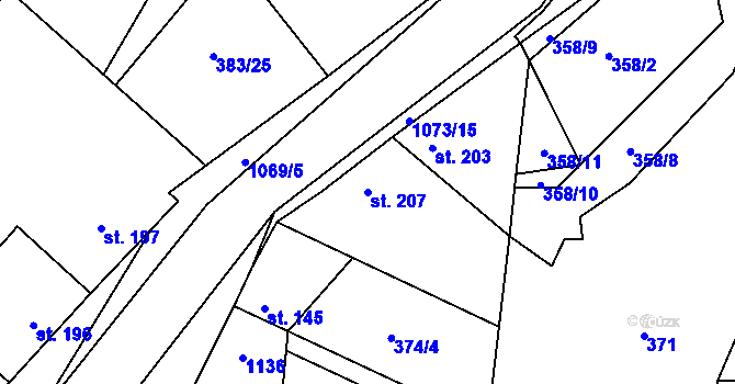 Parcela st. 207 v KÚ Černuc, Katastrální mapa