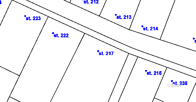 Parcela st. 217 v KÚ Černuc, Katastrální mapa