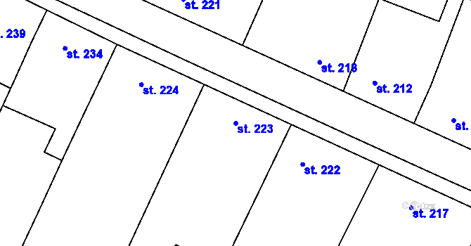 Parcela st. 223 v KÚ Černuc, Katastrální mapa