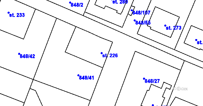 Parcela st. 226 v KÚ Černuc, Katastrální mapa