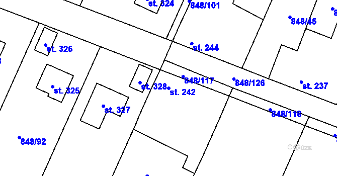 Parcela st. 242 v KÚ Černuc, Katastrální mapa
