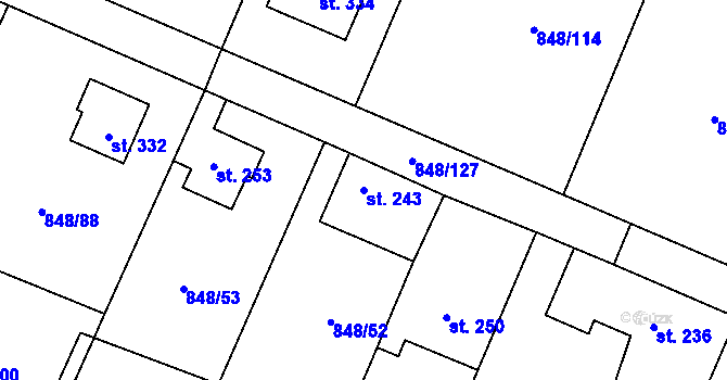 Parcela st. 243 v KÚ Černuc, Katastrální mapa
