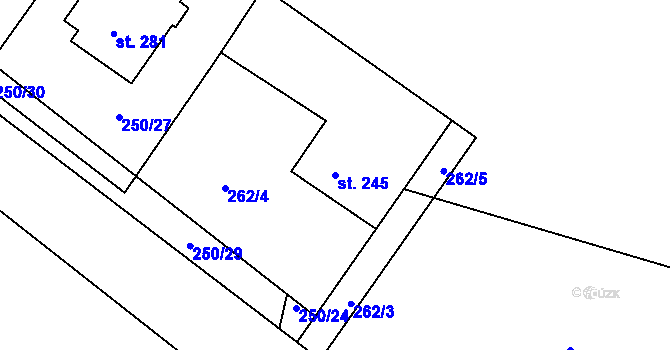 Parcela st. 245 v KÚ Černuc, Katastrální mapa