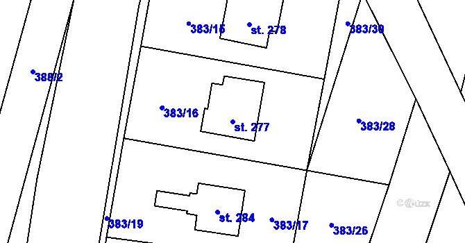 Parcela st. 277 v KÚ Černuc, Katastrální mapa