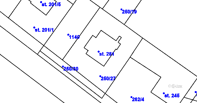 Parcela st. 281 v KÚ Černuc, Katastrální mapa