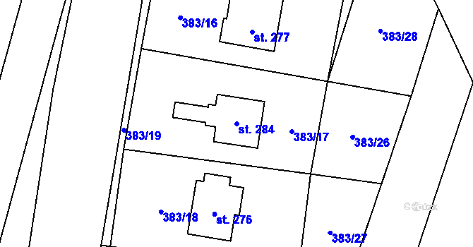 Parcela st. 284 v KÚ Černuc, Katastrální mapa