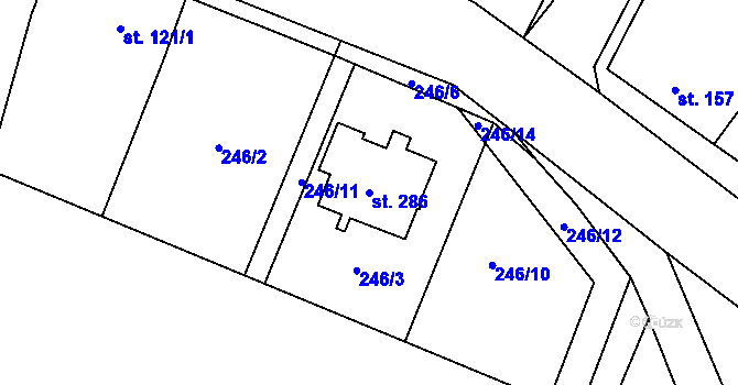 Parcela st. 286 v KÚ Černuc, Katastrální mapa