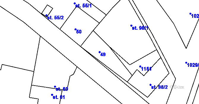 Parcela st. 49 v KÚ Černuc, Katastrální mapa