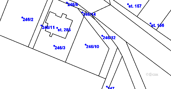 Parcela st. 246/10 v KÚ Černuc, Katastrální mapa