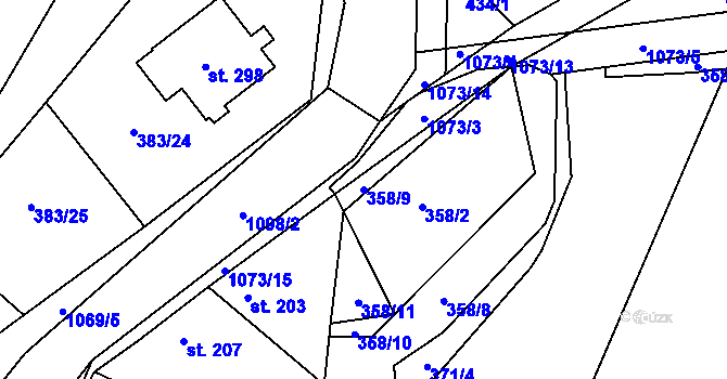 Parcela st. 358/9 v KÚ Černuc, Katastrální mapa