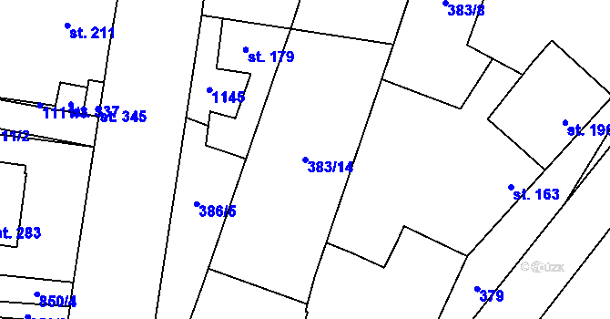 Parcela st. 383/14 v KÚ Černuc, Katastrální mapa