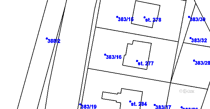 Parcela st. 383/16 v KÚ Černuc, Katastrální mapa