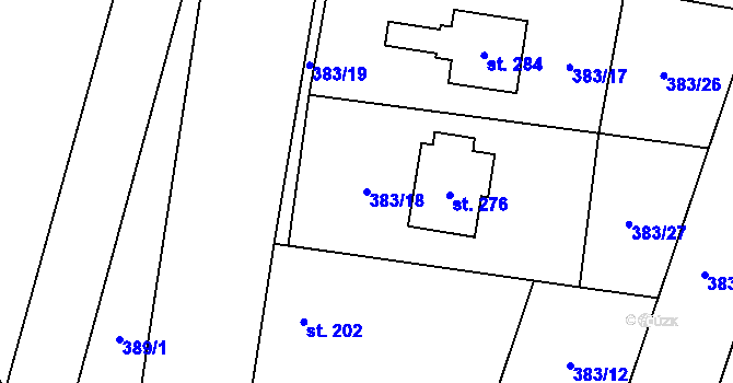 Parcela st. 383/18 v KÚ Černuc, Katastrální mapa