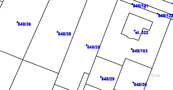 Parcela st. 848/28 v KÚ Černuc, Katastrální mapa