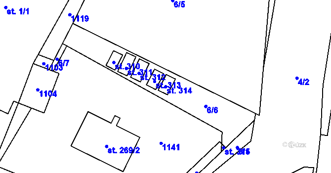 Parcela st. 314 v KÚ Černuc, Katastrální mapa
