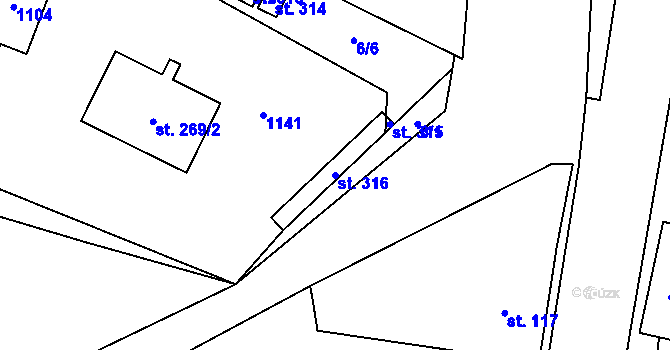 Parcela st. 316 v KÚ Černuc, Katastrální mapa
