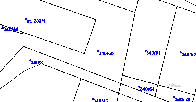 Parcela st. 340/50 v KÚ Černuc, Katastrální mapa