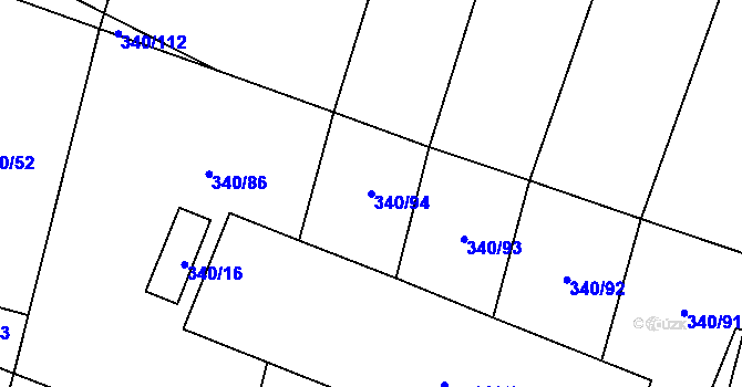 Parcela st. 340/94 v KÚ Černuc, Katastrální mapa