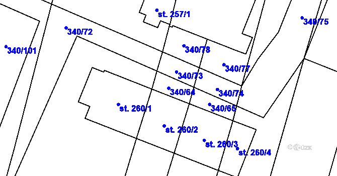 Parcela st. 340/64 v KÚ Černuc, Katastrální mapa