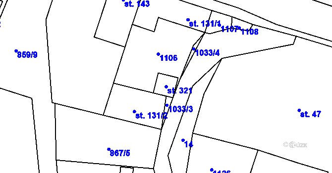 Parcela st. 321 v KÚ Černuc, Katastrální mapa