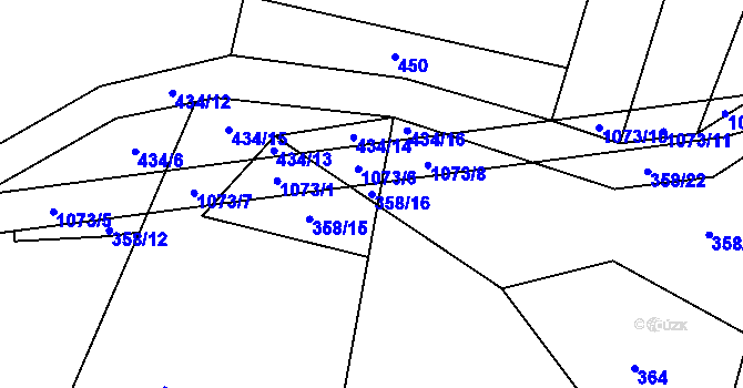 Parcela st. 358/16 v KÚ Černuc, Katastrální mapa