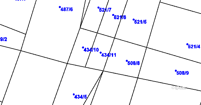 Parcela st. 434/11 v KÚ Černuc, Katastrální mapa