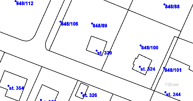 Parcela st. 329 v KÚ Černuc, Katastrální mapa