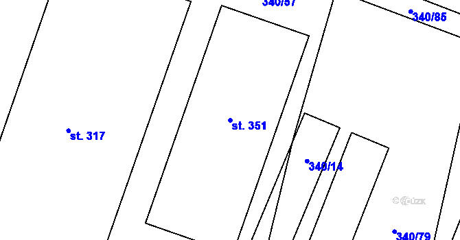 Parcela st. 351 v KÚ Černuc, Katastrální mapa