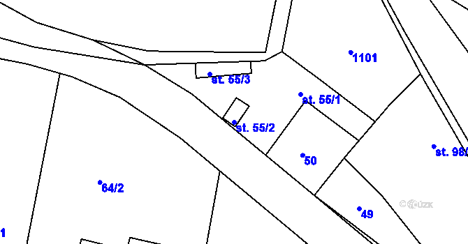 Parcela st. 55/2 v KÚ Černuc, Katastrální mapa