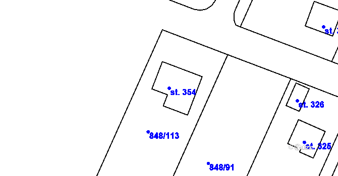 Parcela st. 354 v KÚ Černuc, Katastrální mapa