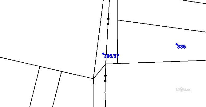 Parcela st. 306/57 v KÚ Černuc, Katastrální mapa