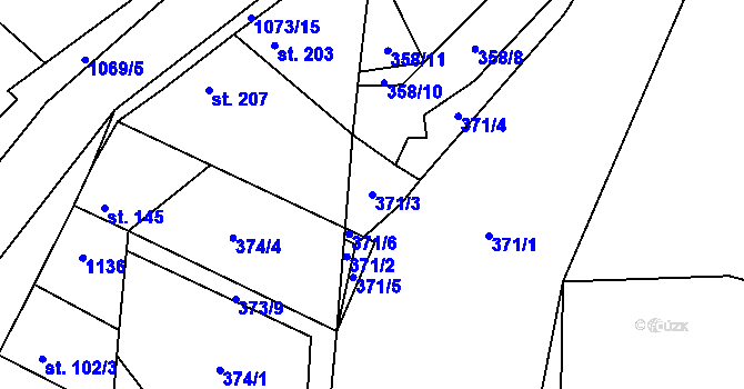 Parcela st. 371/3 v KÚ Černuc, Katastrální mapa