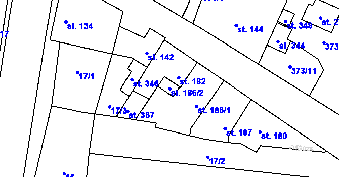 Parcela st. 186/2 v KÚ Černuc, Katastrální mapa