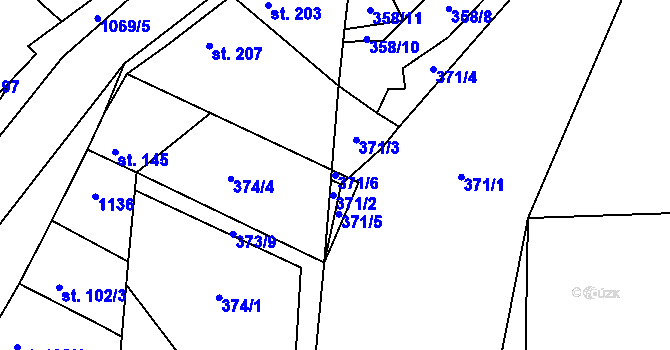 Parcela st. 371/6 v KÚ Černuc, Katastrální mapa