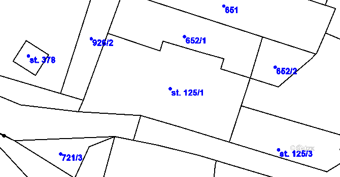Parcela st. 125/1 v KÚ Loucká, Katastrální mapa