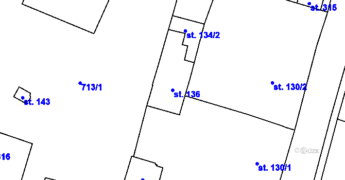 Parcela st. 136 v KÚ Loucká, Katastrální mapa