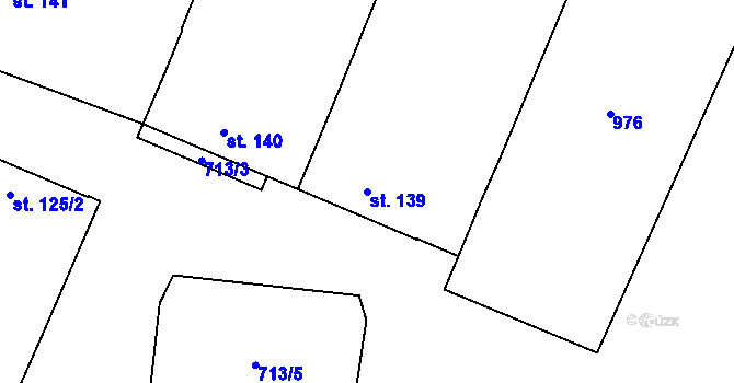 Parcela st. 139 v KÚ Loucká, Katastrální mapa