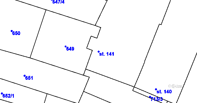 Parcela st. 141 v KÚ Loucká, Katastrální mapa